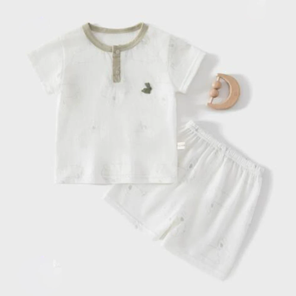 Baby Clothes Sets Summer Combed Cotton Thin Short Sleeve Tshirts Shorts 2 Pieces Infant Outfits For Boys And Girls