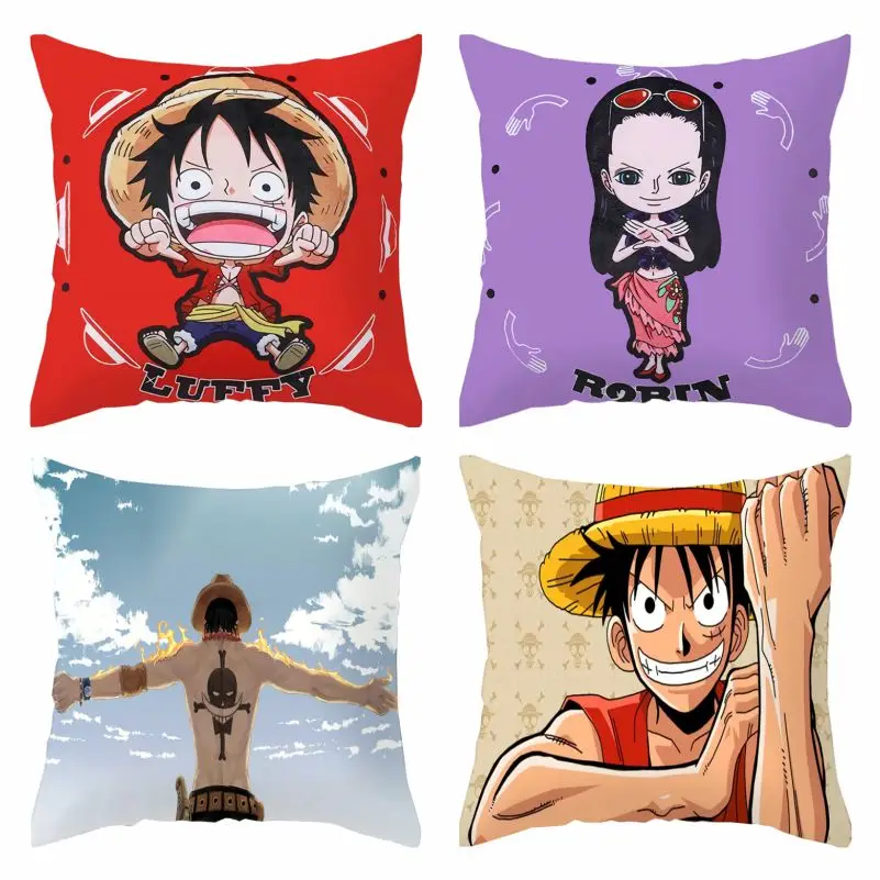 غطاء وسادة قطيفة قصير أنيمي لوفي ، غطاء وسادة ، وسادة ، أريكة ، مكتب ، ديكور منزلي ، موضة ، 45 × 45 ، 1