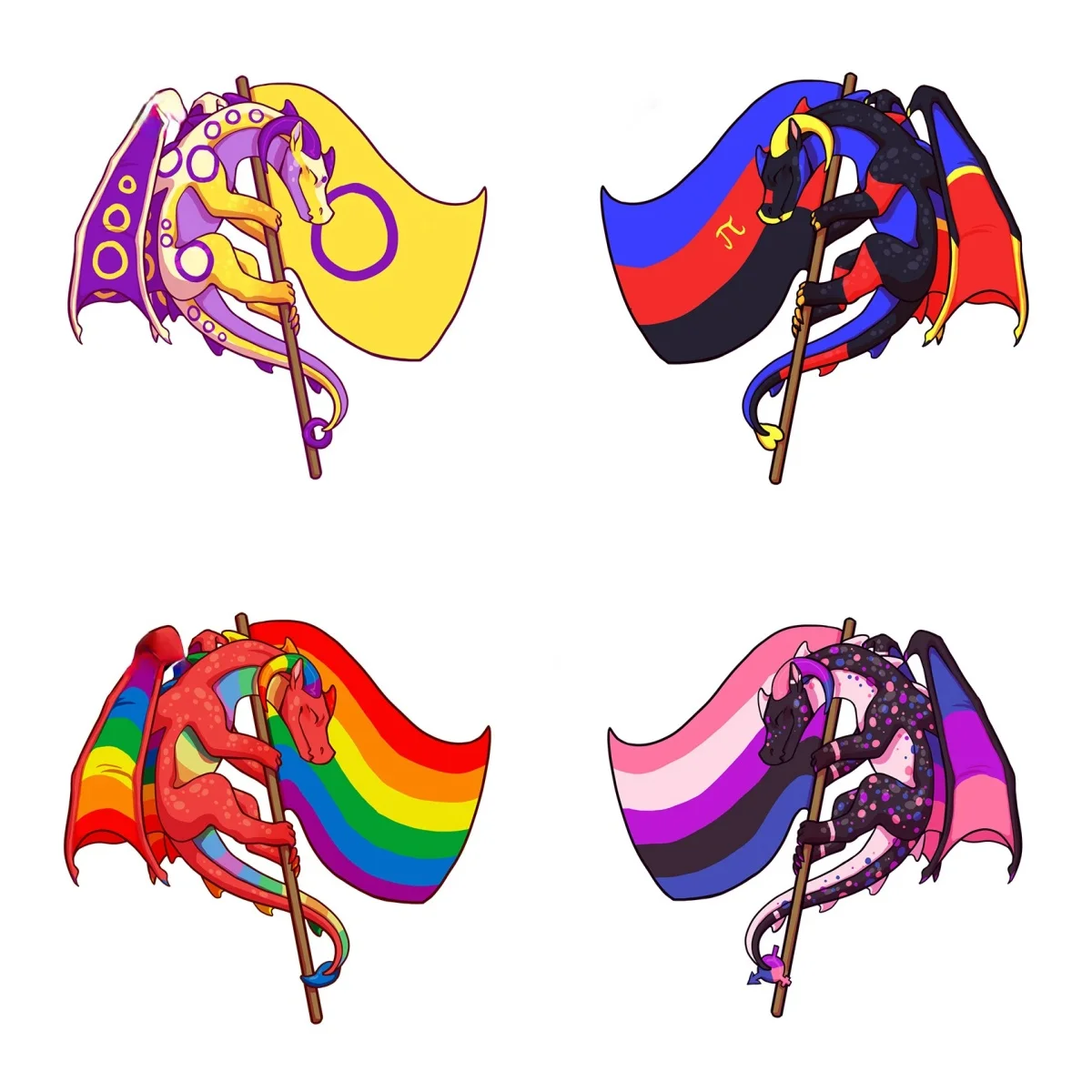 

Funny Cartoon Pride Flag Dragon Decal Suitable for Cars Motorcycles Bumpers Waterproof Vinyl Sticker PVC Wholesale