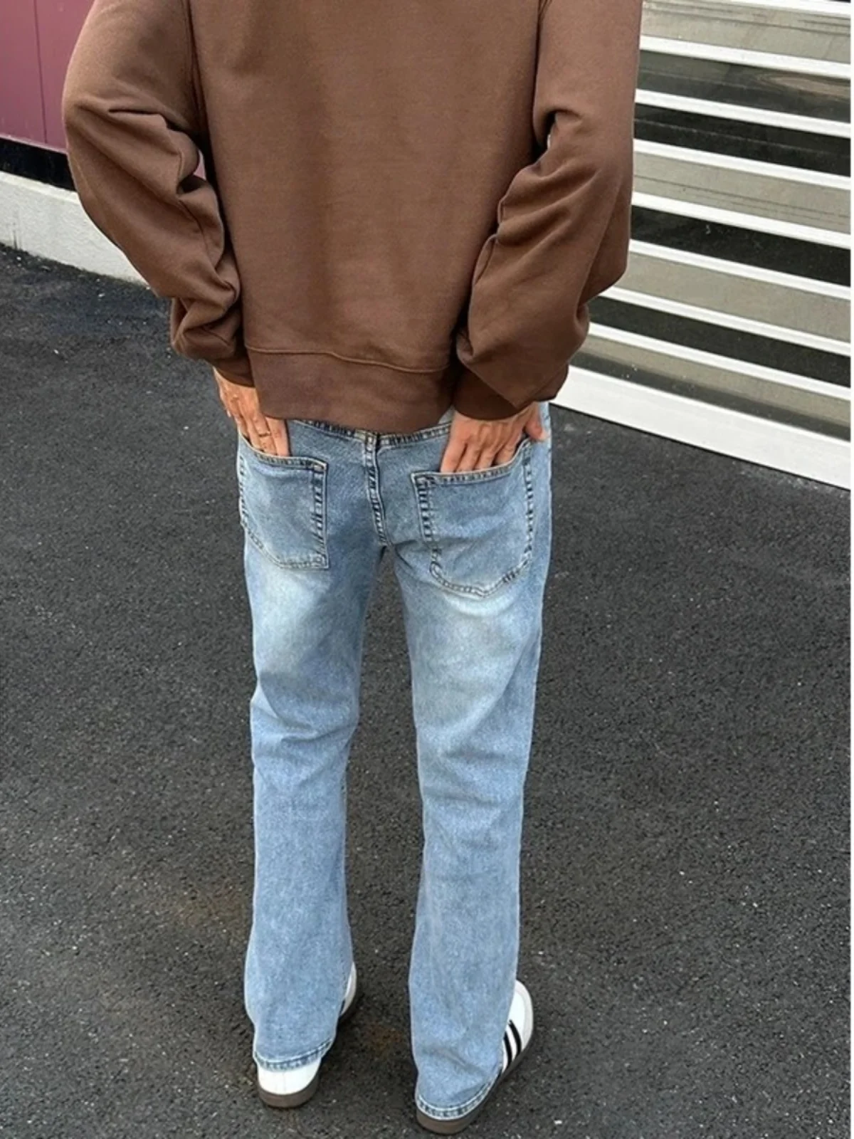 Light Blue Men's Jeans Zhongshan Dayong Summer Thin Blade Pants American High Street Vibe Straight Leg Micro Flared Jeans