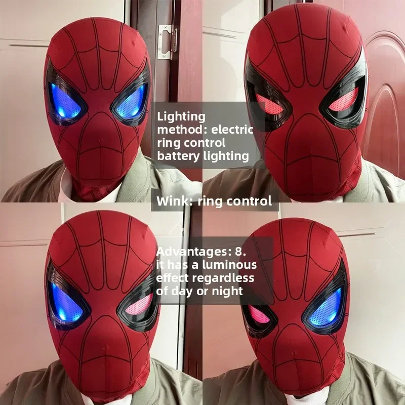 Hot In Stock Miles Spider-Man 1:1 Scale Electronic Mask With Moving Glowing Eyes Ring Control Cosplay Toy Gift For Boys Gift