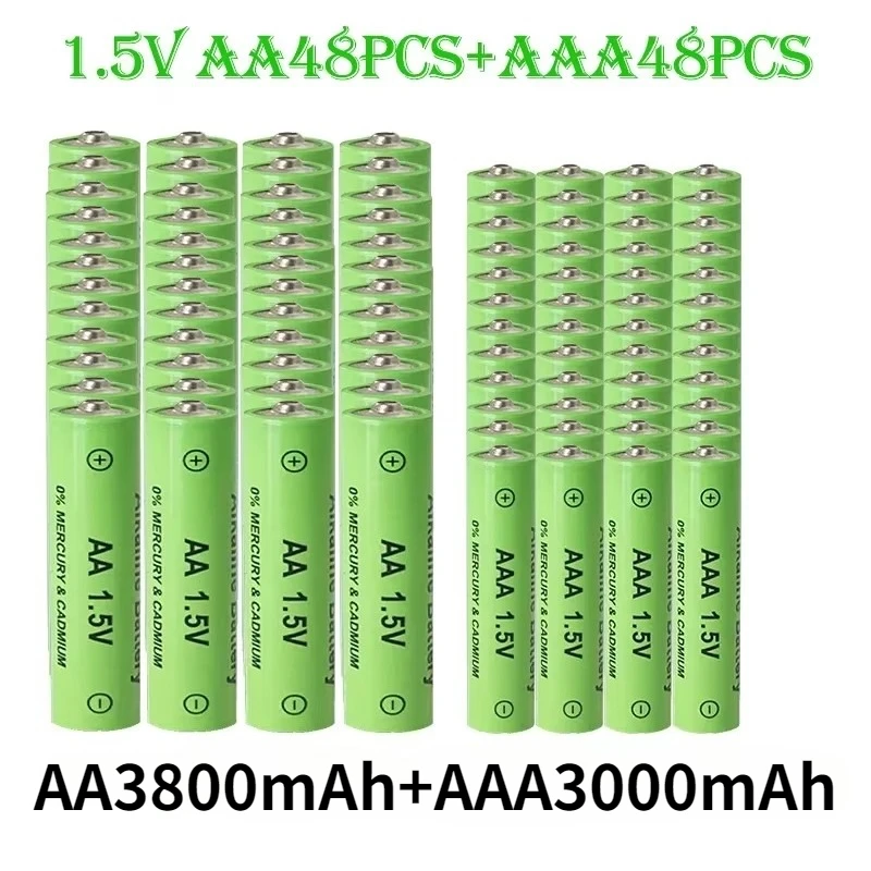 Nuova batteria ricaricabile AA ad alta capacità, 3800 mAh / batteria AAA, 3000 mAh, 1,5 V, batteria Ni-MH ricaricabile, per telecomandi, torce elettriche, orologi giocattolo.