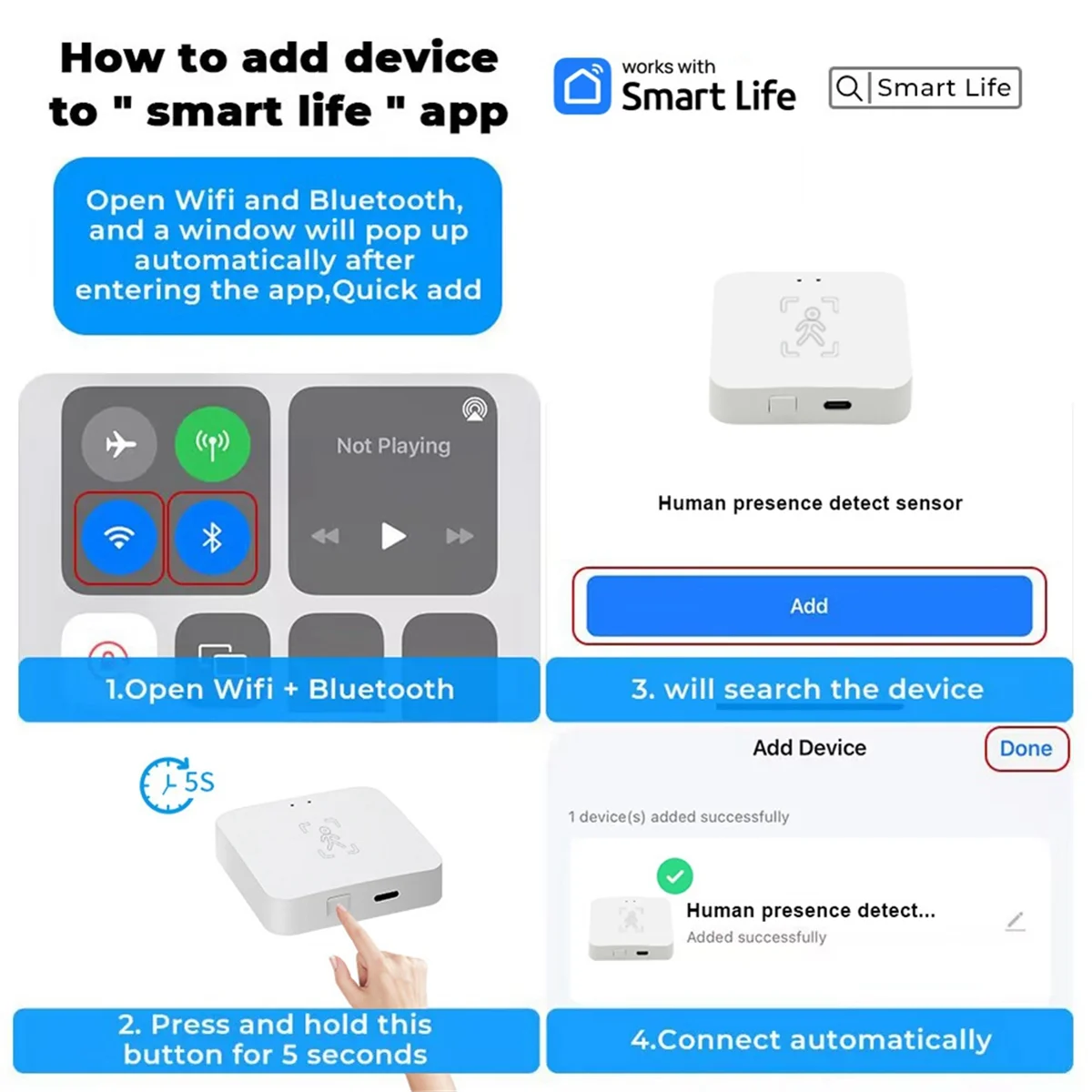 Tuya Zigbee Human Presence Detector with Holder Smart Human Body PIR Sensor MmWave Radar Microwave Motion Sensor Detect