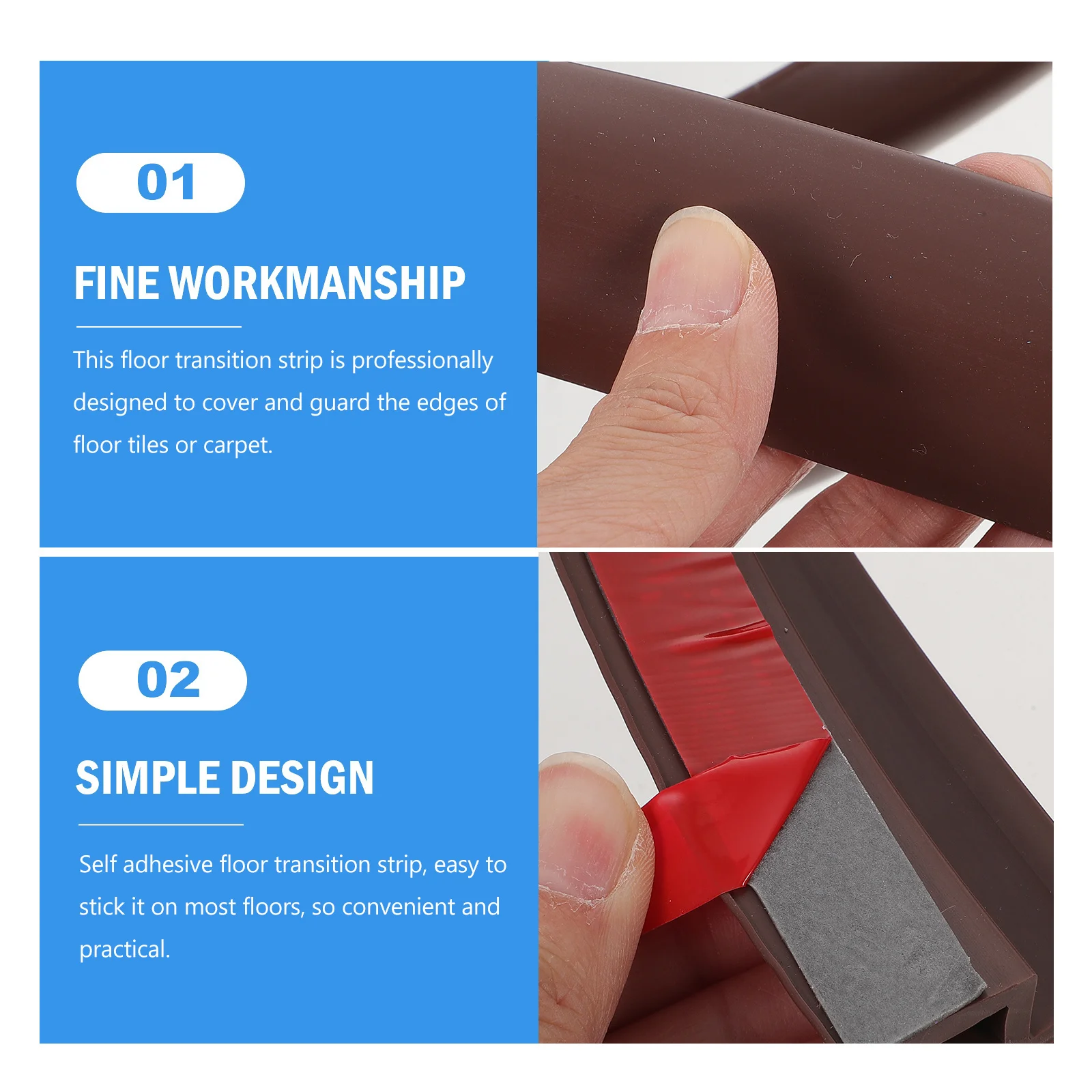 شريط انتقال أرضي PVC عتبة ذاتية اللصق مرنة للمداخل، حافة سجادة من بلاط الفينيل الصلب #1