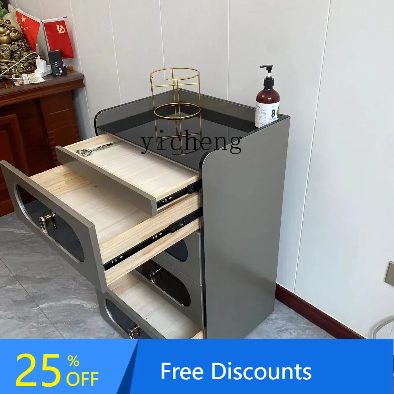 AA New Large Size Hairdressing Cabinet Salon Tool Cabinet Beauty Salon Storage Cabinet Organizer