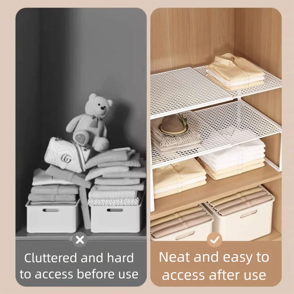 Etagere-de-placard-telescopique-empilable-organisateur-d'armoire-extensible-et-reglable-dessin-anime-en-acier-antirouille-planche-de-separation-de-garde-robe-chaussures