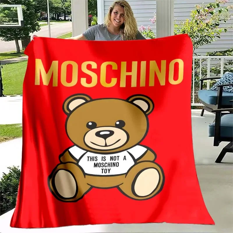 3D M-Moschinos logo Printed Blanket picnic blanket Warm Flannel blankets Soft and comfortable blanket bed linings Birthday Gift