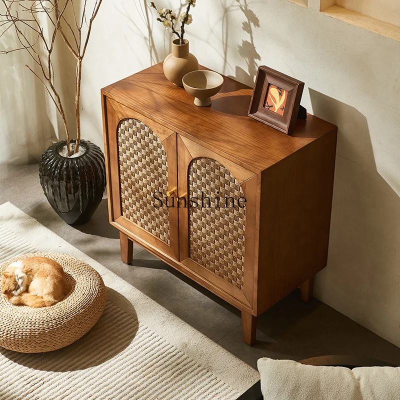 

Nordic simple modern living room tea locker rattan locker