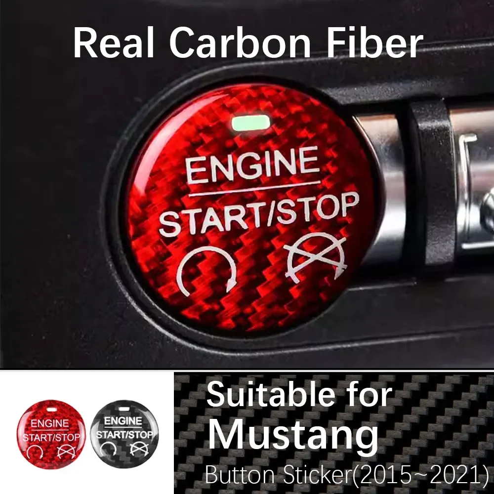 

Car Interior Starter Button Sticker For Ford Mustang Real Carbon fiber Engine Start Auto Accessories Modifications