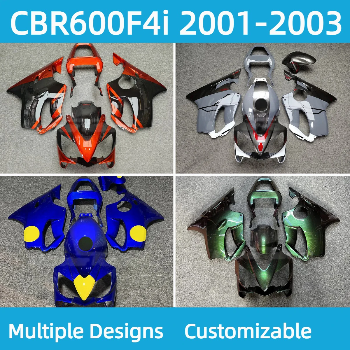CBR600F4i 2001 2002 2003 Fairing Set for HONDA CBR 600 F4I 01 02 03 Prime Motorcycle Accessories Sportbike Fairings