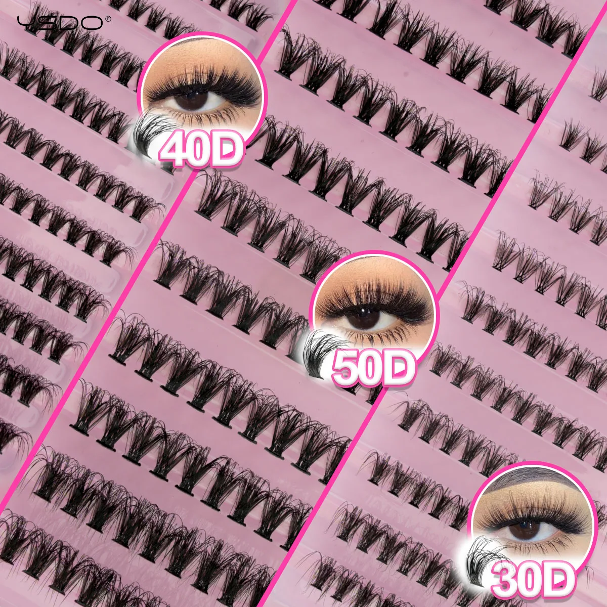 YSDO 200/300 Bundles Eyelash Extension Fluffy Volume Mink Lashes Individual Makeup Tools Cilia Thick False Eyelashes Cluster