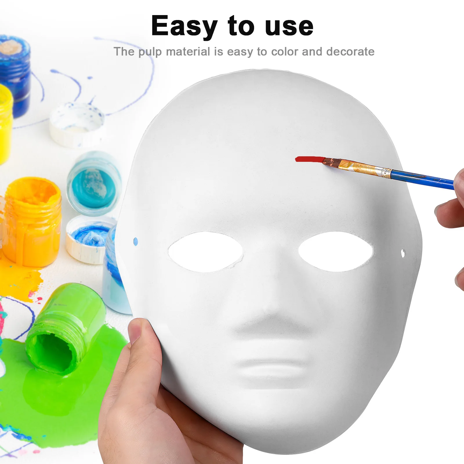 

5 pcs Paper Masks 21x17cm Women Face Masquerade DIY Blank White Resin Pulp Paintable Halloween Cosplay Party Accessories