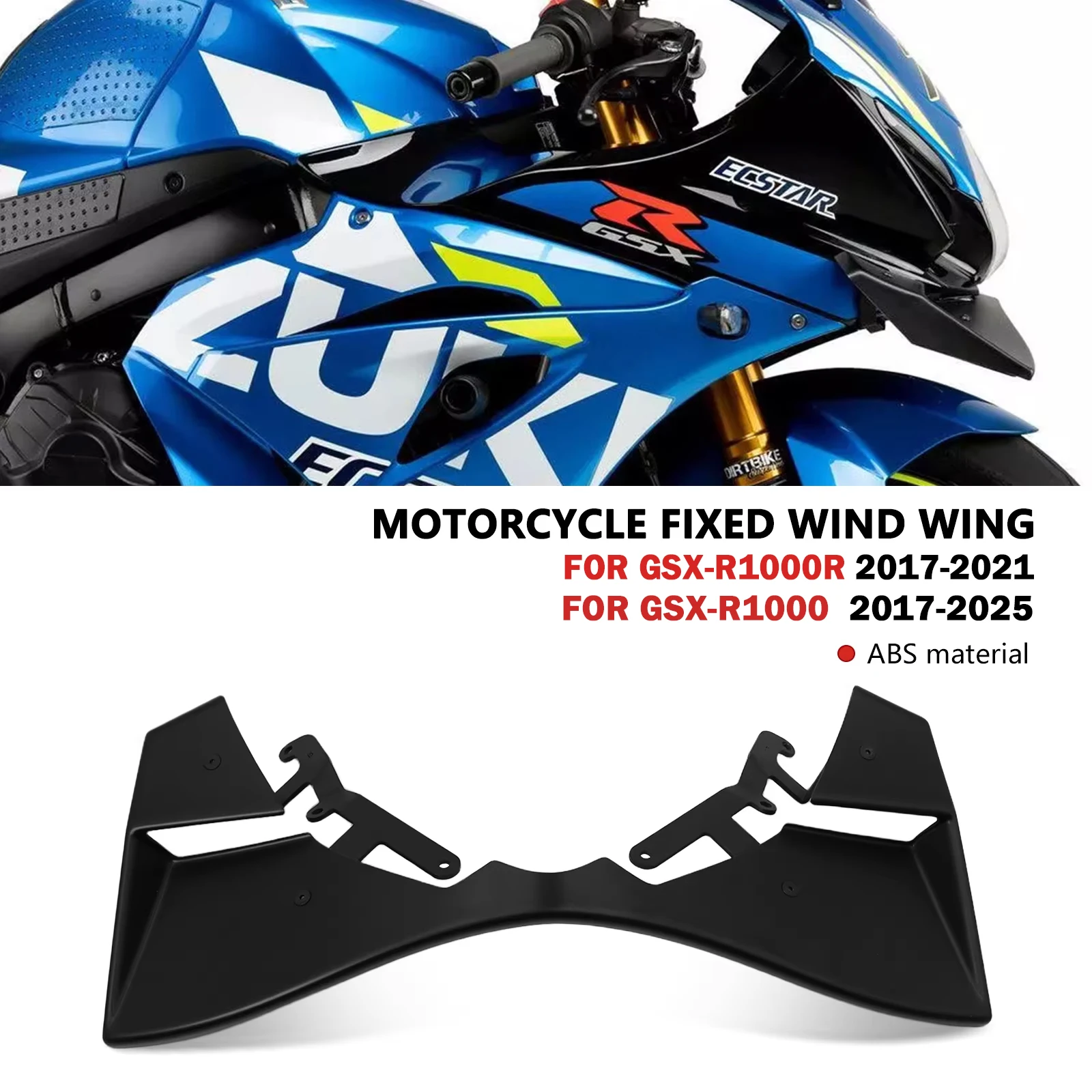 

Для прижимных голых фронтальных спойлеров, комплект переднего спойлера для мотоцикла, аэродинамическое крыло Winglet GSX R1000 2017-2025 2024 GSX-R 1000 R