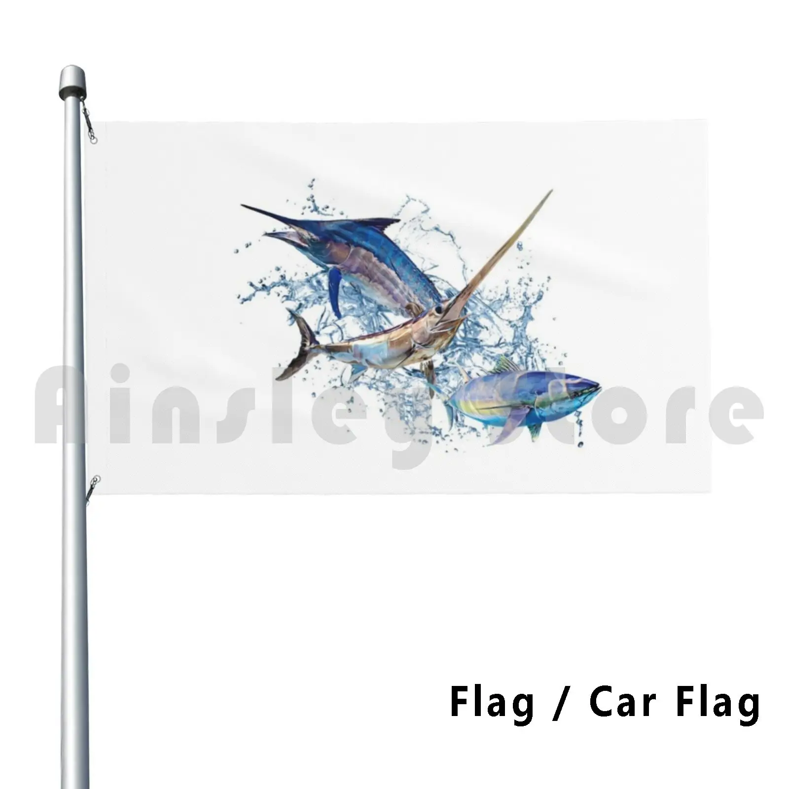 Flag Car Flag Blue Marlin Swordfish Tuna 2461 Fishing Marlin Tunatiger Shark Shark Ocean Saltwater