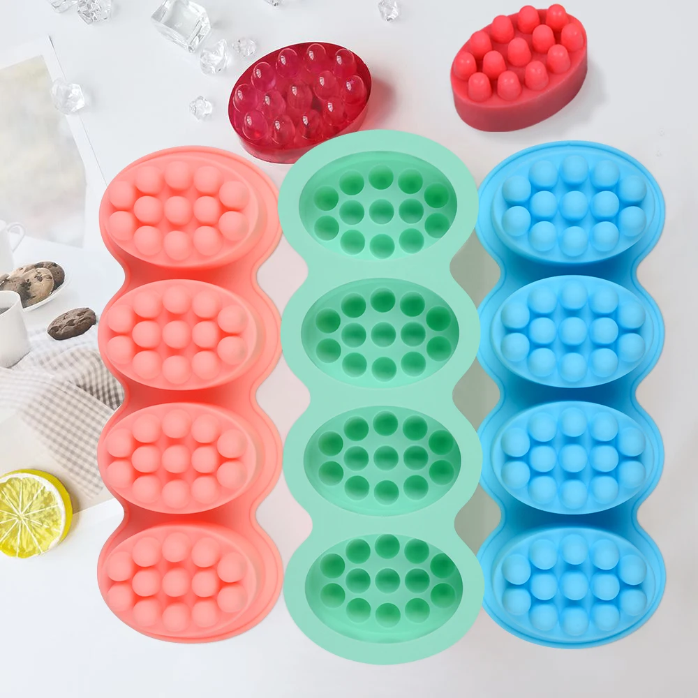 SJ 3d Handmade Soap Molds For Soap Making Silikone 4 Cavity Massage Craft Silicone Mold Forms Suit For Bath