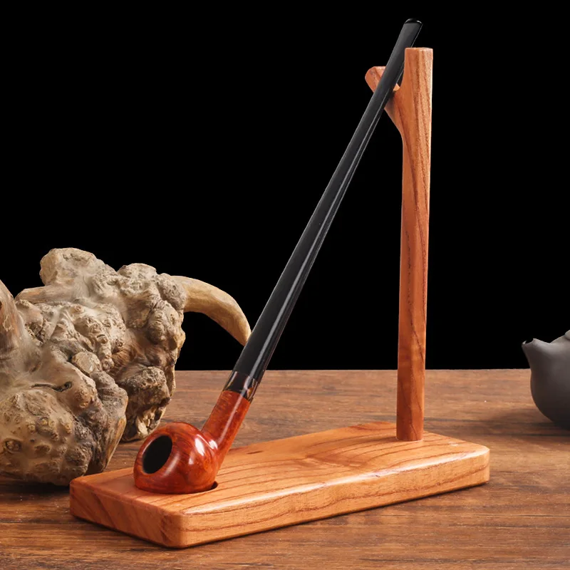 Solid Wood Vertical Type Holder, Long Handle Reading Pipe, Display Pipe, Tobacco Pipe, Display Stand, Smoking Accessories