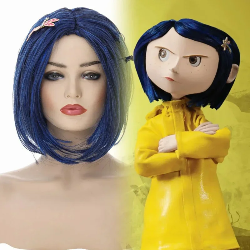 Cartoon Movie Coraline the Secret By Cosplay Costume Coralin Dress Wybie Lovat Hoodie Jacket Coat Halloween Suit Raincoat