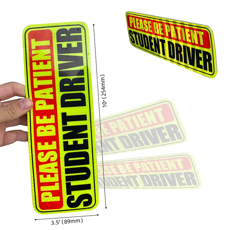 3-Piece Novice Trainee Driver Car Stickers Reflective Version of The New Car Sticker Sign - Easy To Apply & Remove