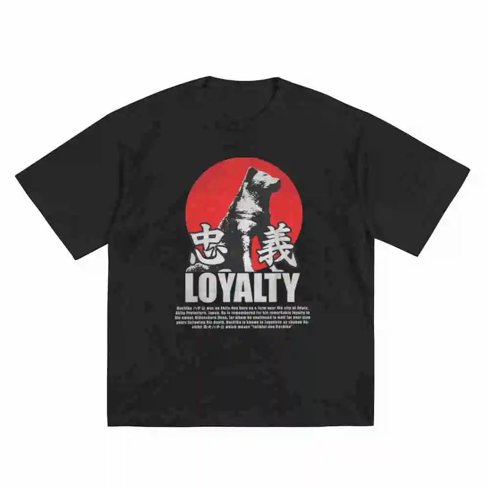 Japan Hachiko Akita Inu Loyalty Symbol Short Sleeve Tee 100% Cotton T-Shirt
