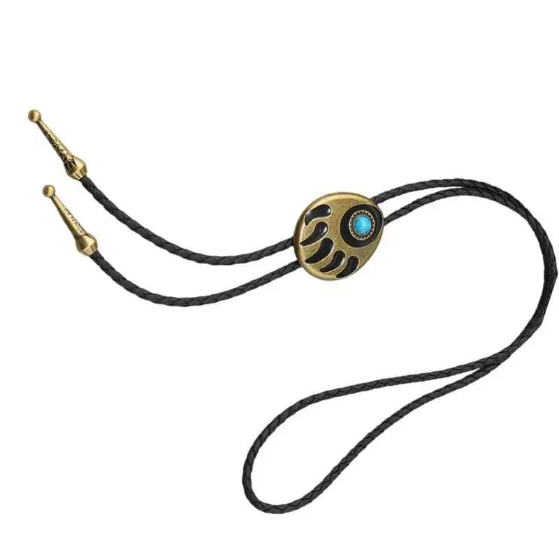 652F بو الجلود بولو التعادل الدب مخلب قلادة التصميم الغربي قابل للتعديل طول ربطة العنق #3