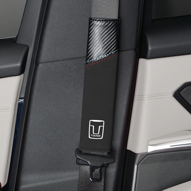 Car Seat Belts Covers Carbon Fiber Belt Shoulder Pad Styling For Great Wall TANK 300 500 700 400 WEY VV5 VV6 VV7 07 - view 2