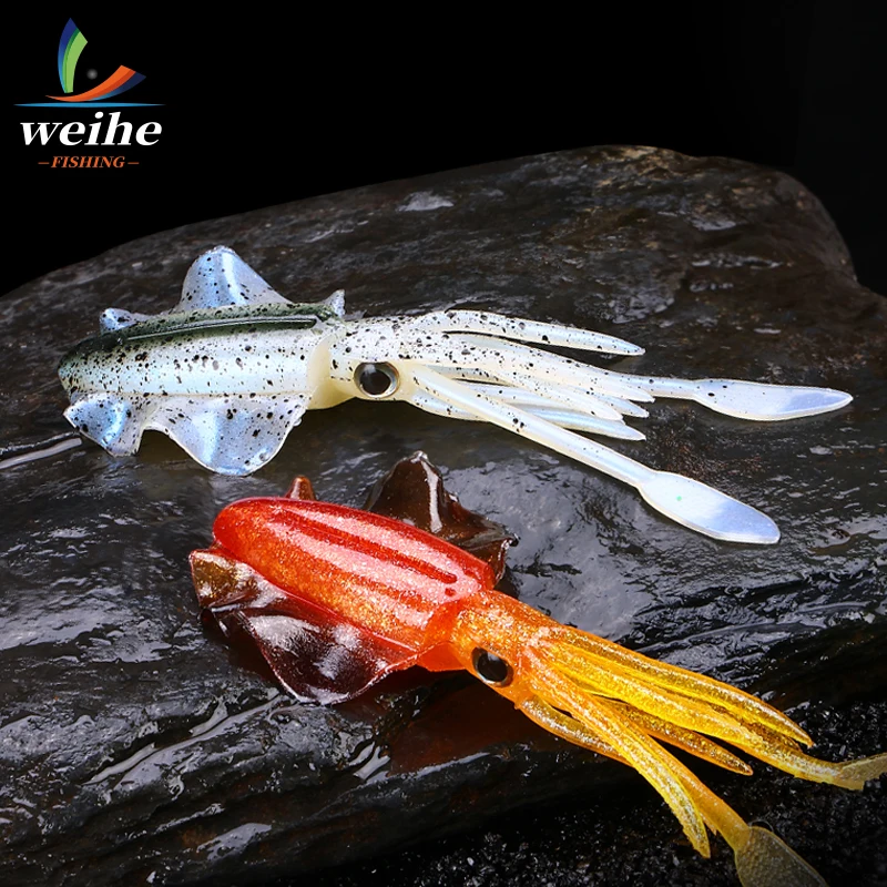WEIHE 5-teiliges Set Tintenfisch-Köder Mehrfarbige Kleine Tintenfisch- und Oktopus-Köder zum Angeln Sortierte Bunte Achtarmige Tintenfischköder