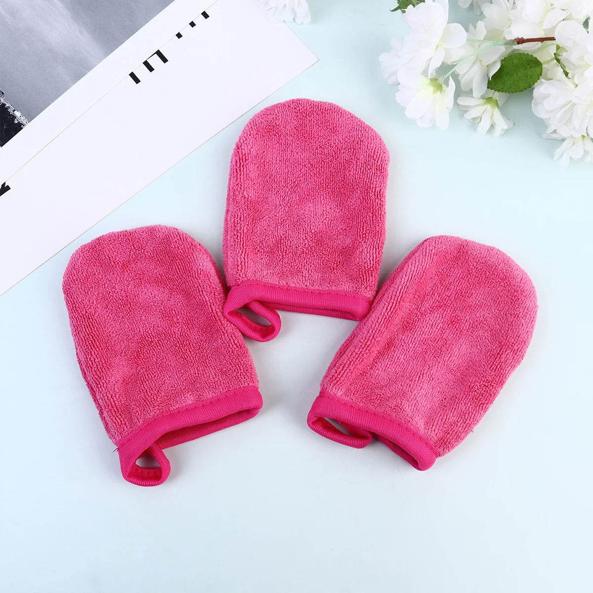 

3Pcs Facial Cleaning Gloves Makeup Powder Removal Soft Reusable Thick Pads Washing Remover Mitts Beauty Accessories