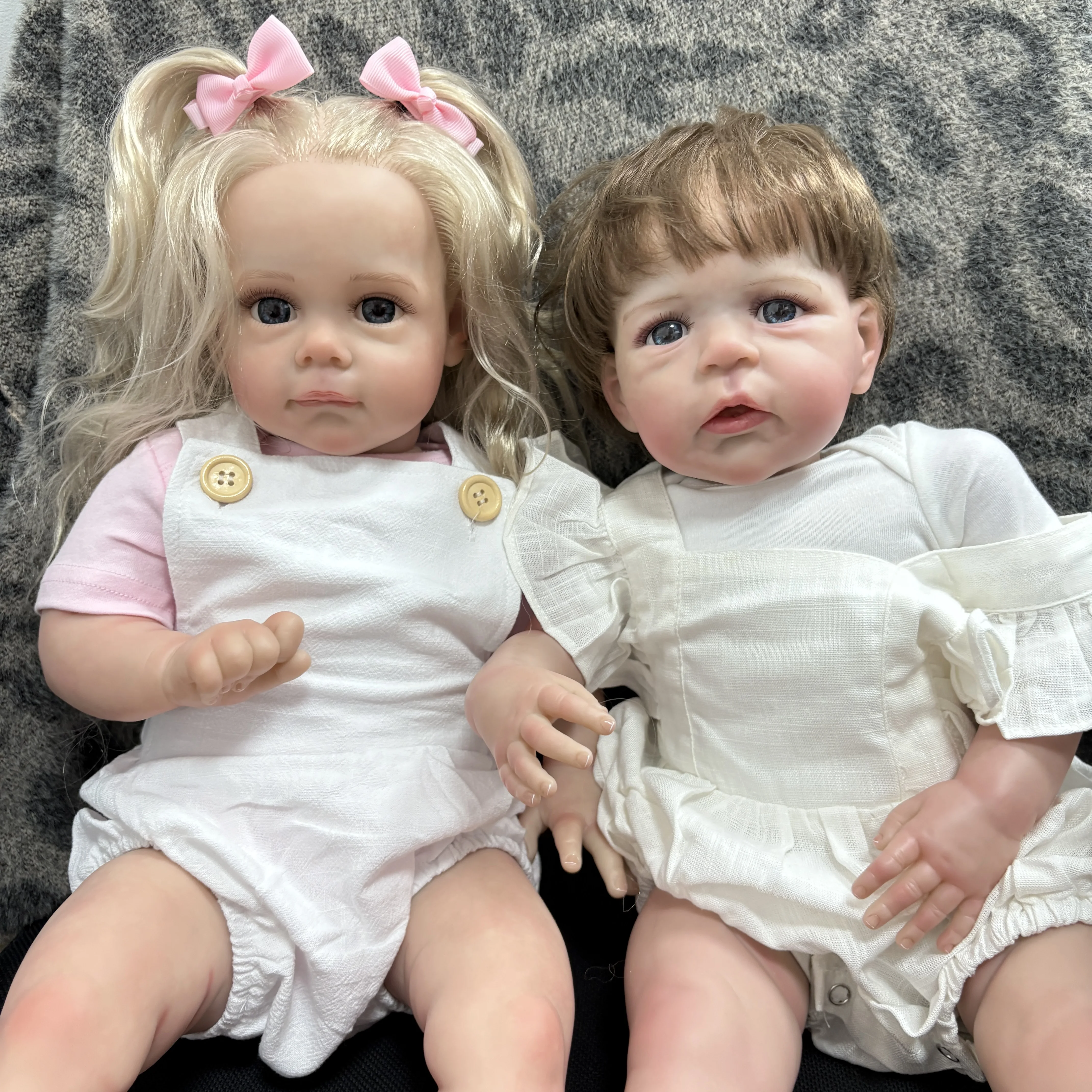 NPK 24''Handgemaakte Collectible Art Doll Genesis Paint 3D Zichtbare Aderen Reborn Baby Maggie en Sandie Levensechte Soft Touch Bebe Gift