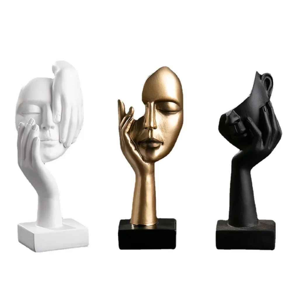 Resina Abstrata Estátua Desktop Ornamentos, Escultura Estatuetas, Luz Nórdica, Arte de Luxo Artesanato, Escritório Home Decor, Cara Caráter