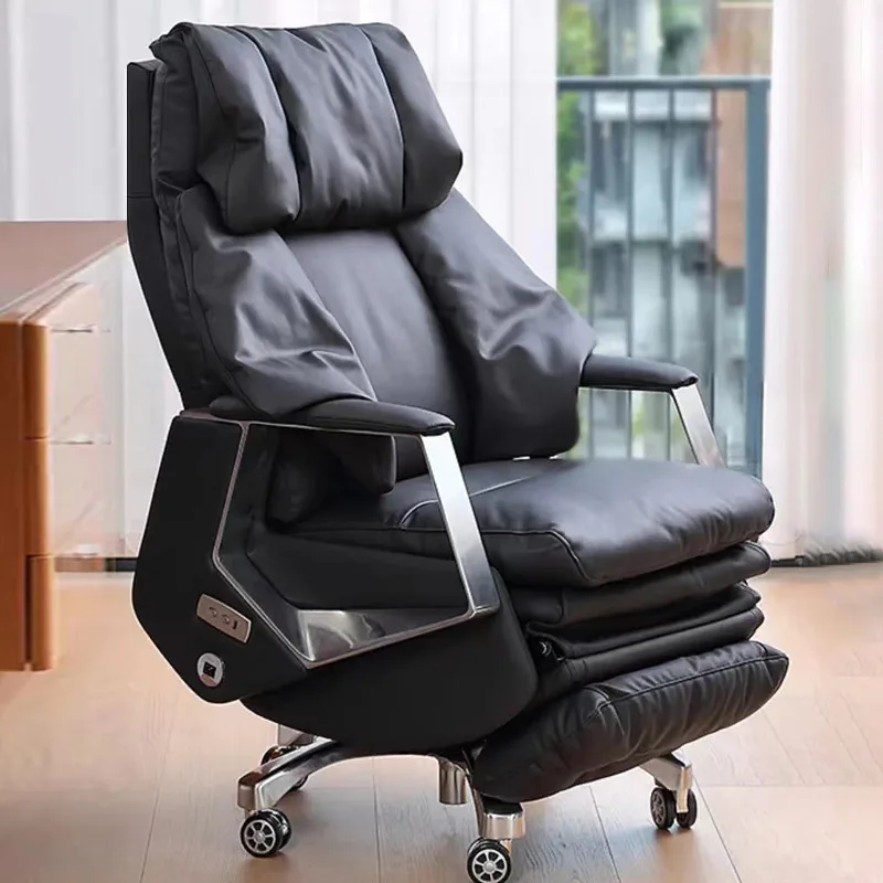 Electric leather boss chair office chair reclining massage leather lifting artificial body science sedentary home Use computer