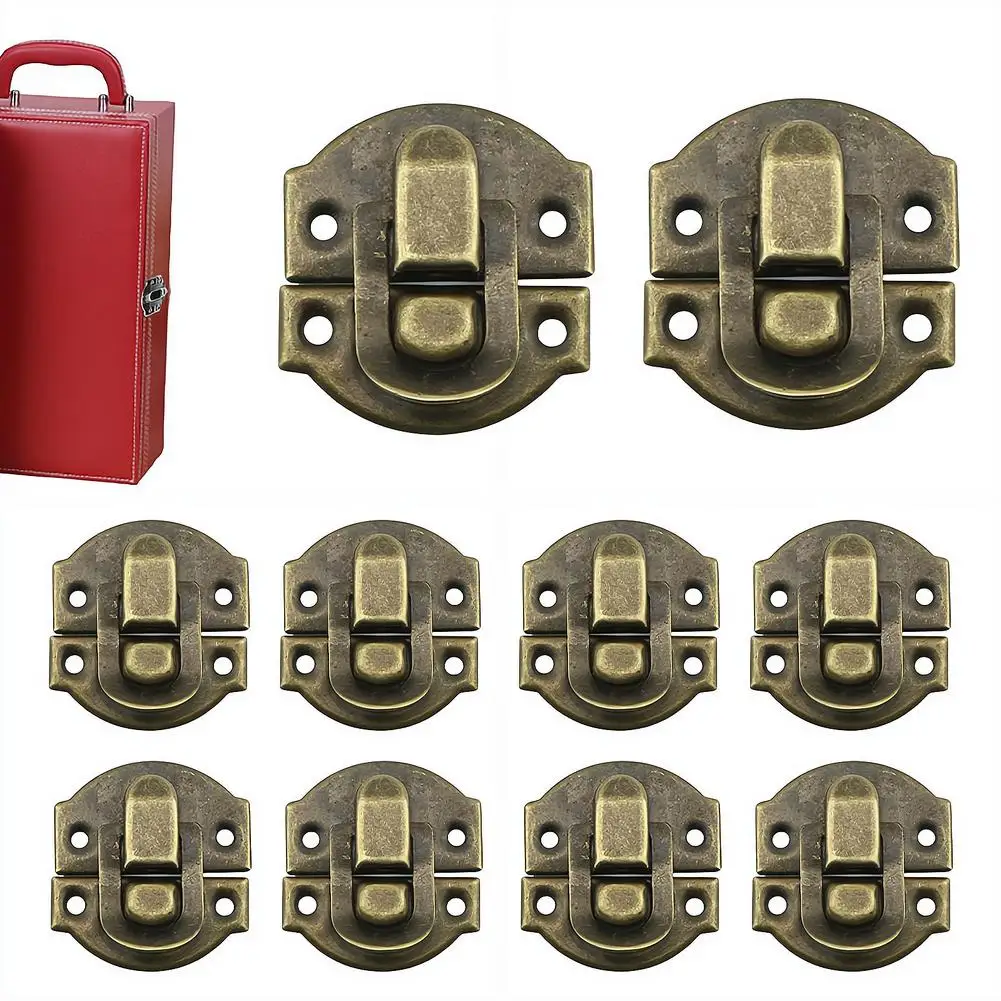 10 Pcs Antique Hasps Iron Lock Catch Latches For Jewelry Box Buckle Suitcase Buckle Clip Clasp Wood Wine Box Latch