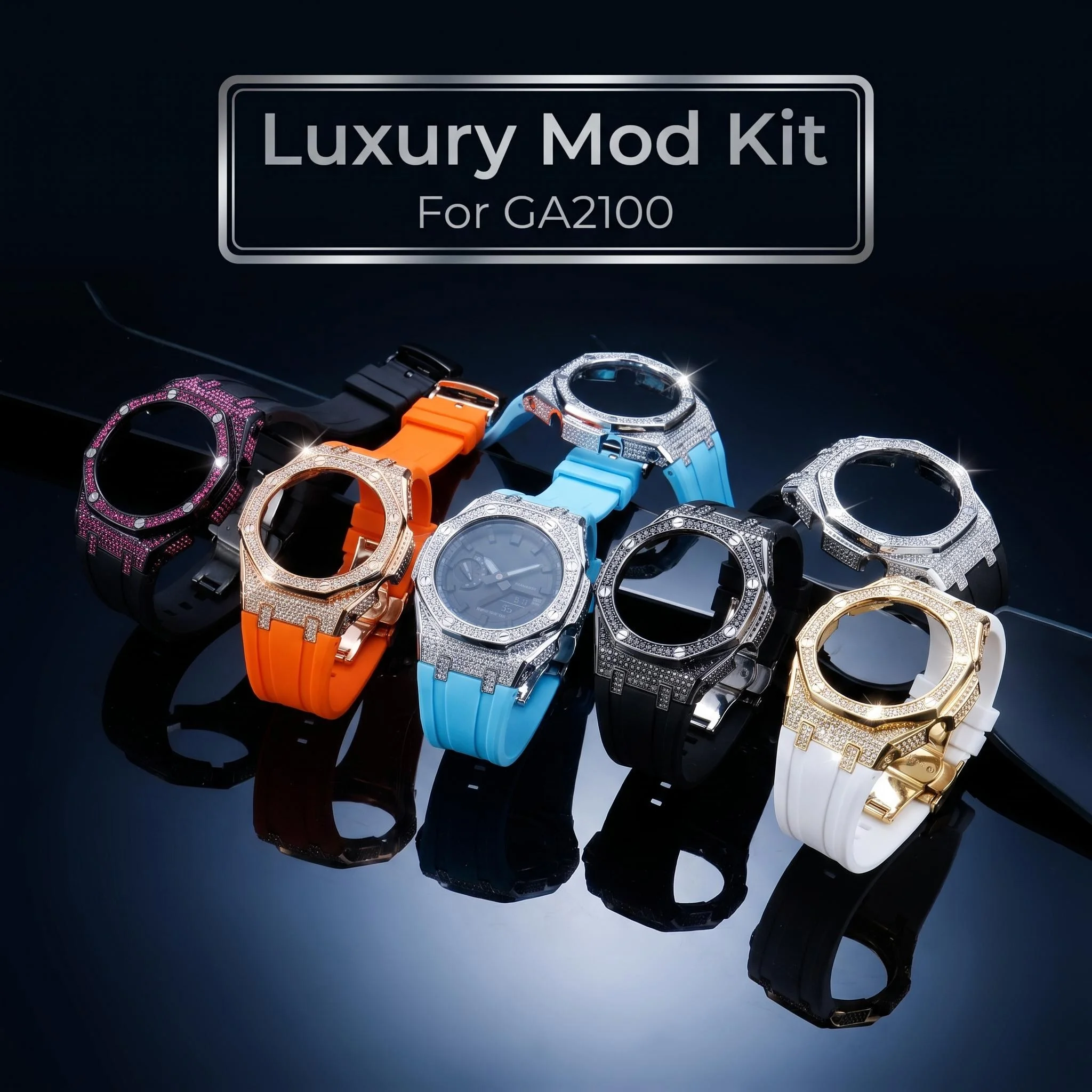 GA2100 Mod Kit For Casio G-SHOCK GA-2100/GA2110 GA-B2100 Modified Sports Strap CasiOak GMA-S2110Diamond Studded Metal Case Band