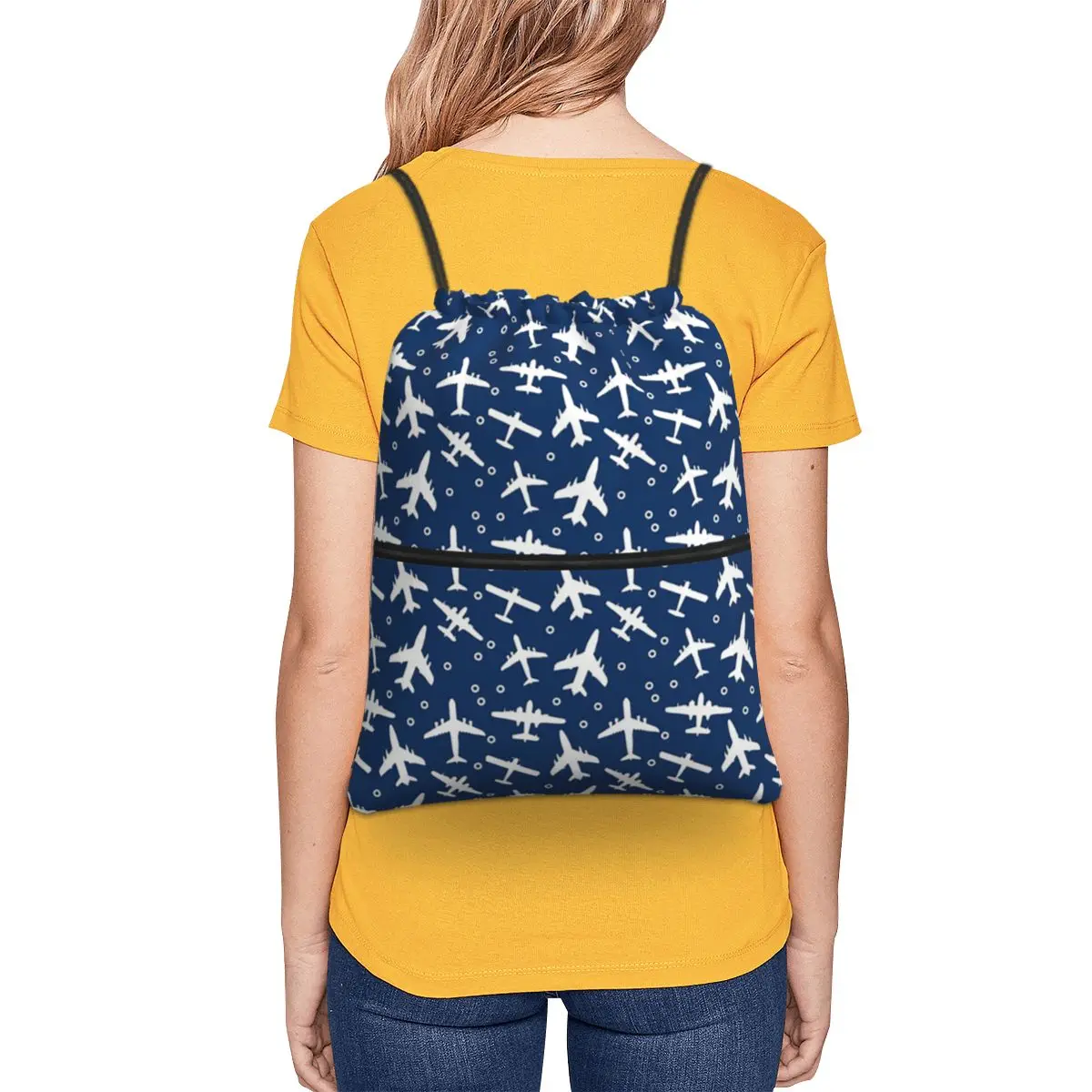 Boeing 777X Captain Stripes Aviation Aviator Flight Pilot Backpacks Fashion Drawstring Bags Sports Bag Book Bags Travel School