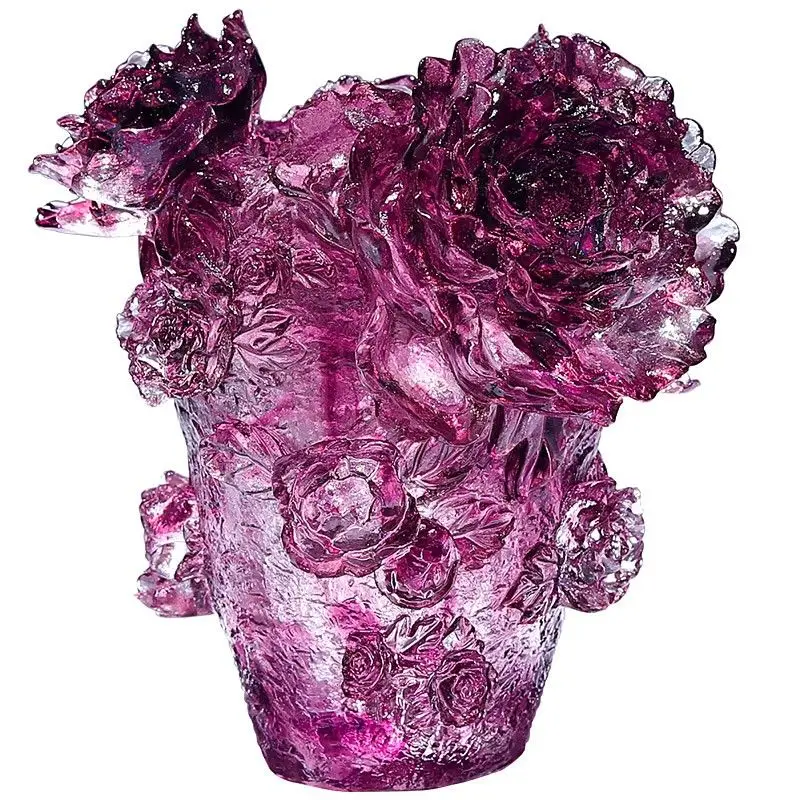 

Glazed rose vase ornament flower arrangement home living room pure handmade decoration