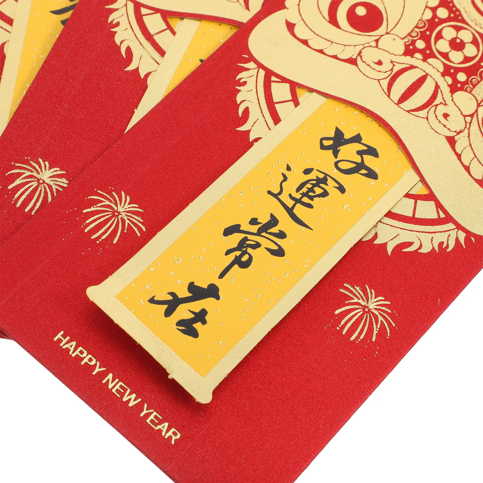 6Pcs Red Glitter Envelopes Chinese New Year Money Holder Decorative Cash Envelope for Wedding Spring Festival Birthday Lunar New