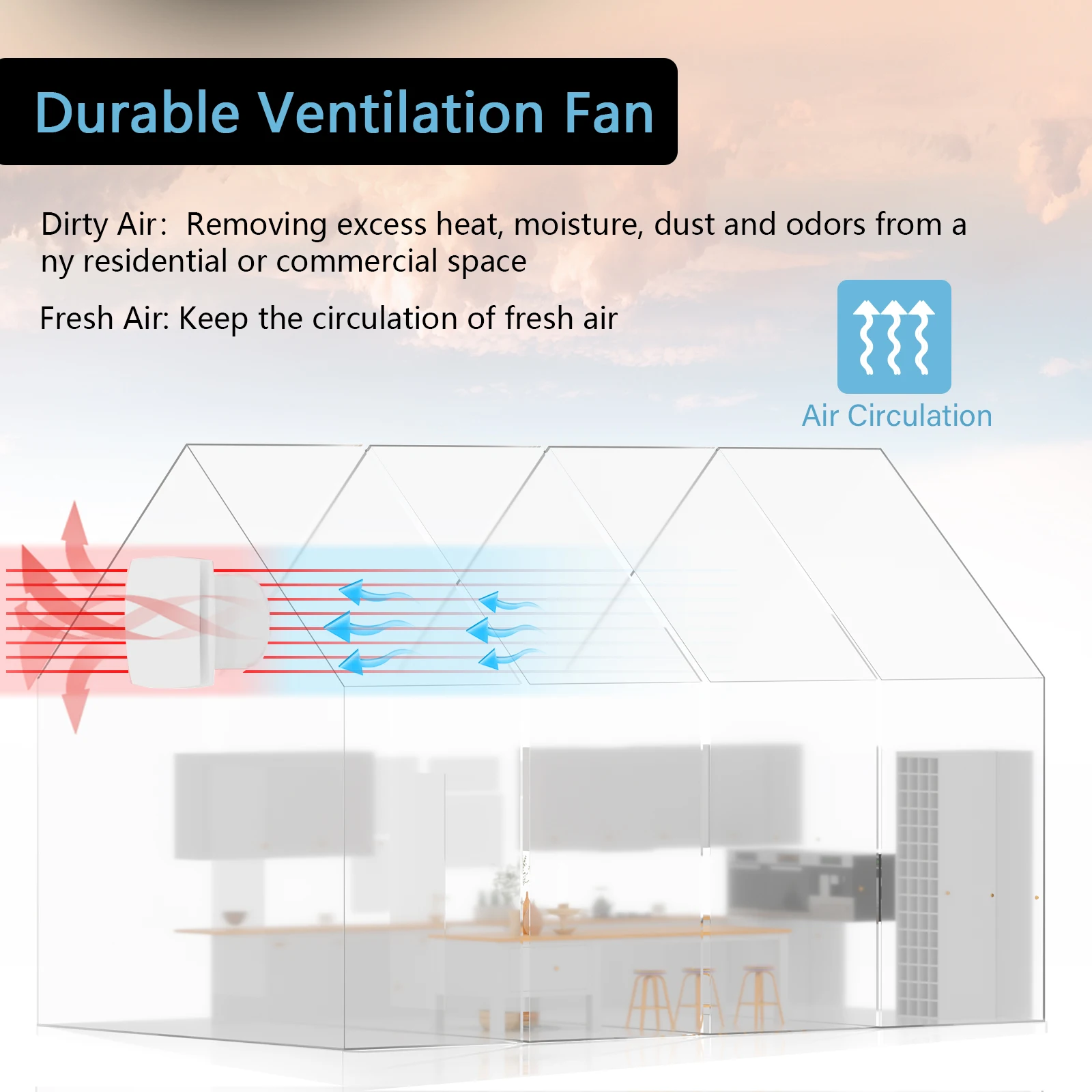 Hon&Guan 150mm Home Silent Exhaust Fan for Bathroom Toilet Extractor Wall Ceiling Window Kitchen Outlet Air Ventilator