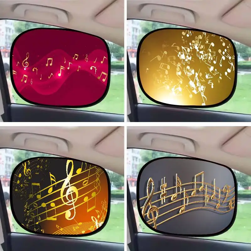 

Golden Music Notes Window Sun Shade Windscreen Sunshade UV Protection Auto Sun Visor Car Window Electrostatic Film