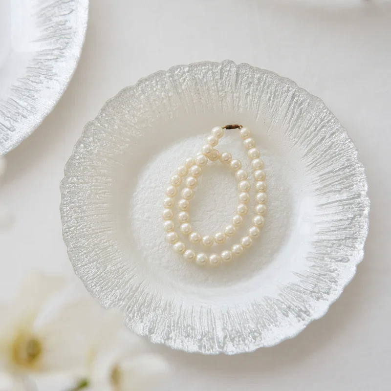 Turkish high-end handmade glass pearlescent salad plate, model restaurant dessert round fruit plate