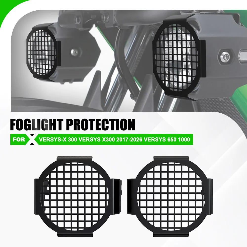 FOR KAWASAKI VERSYS-X 300 VERSYS X300 2017-2026 VERSYS 650 1000 Motorcycle LED Fog Light Protector Guard Lamp Spotlight Cover