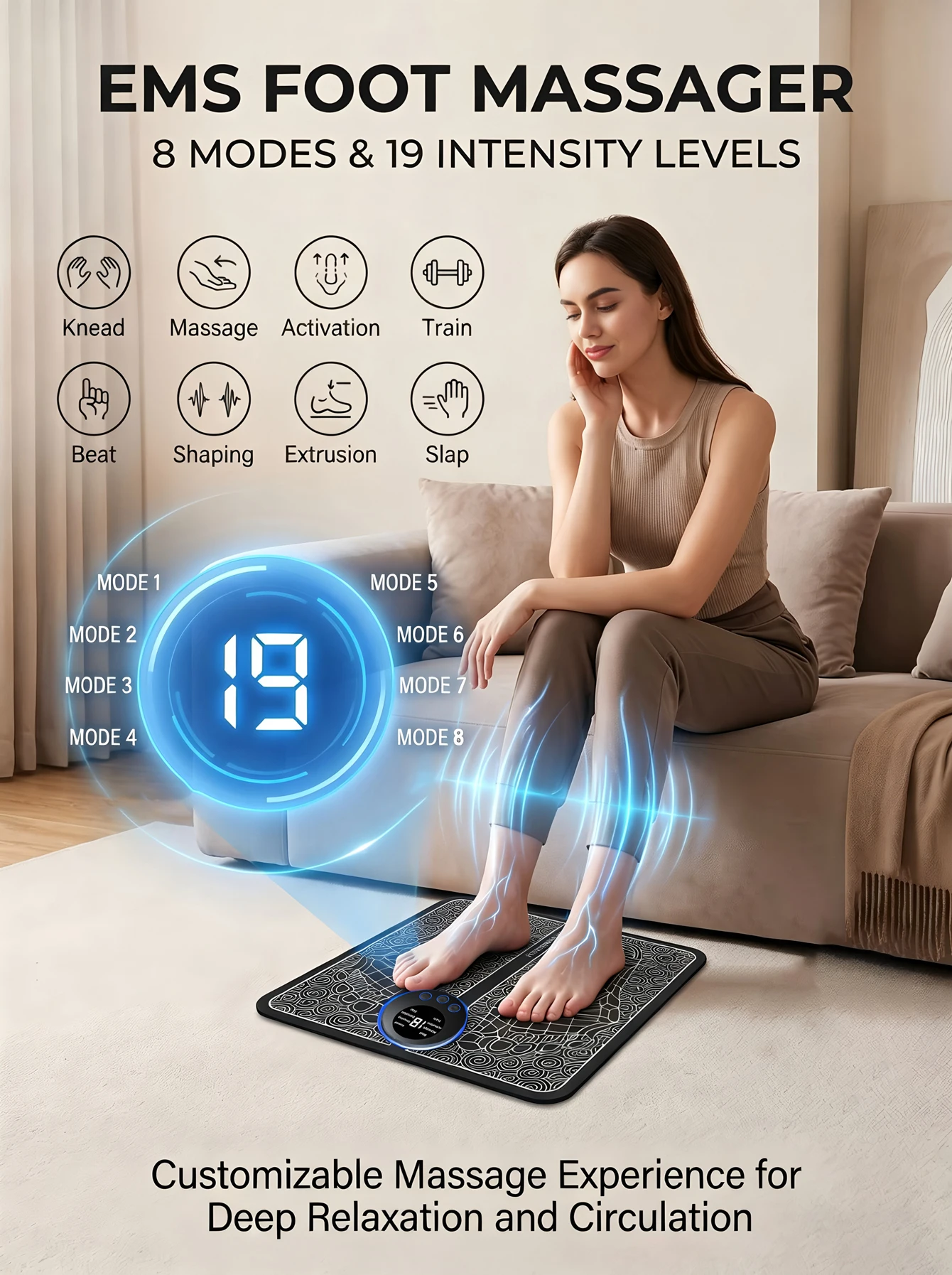 EMS Foot Massager Rechargeable Massage Pad Foot Relaxation Pad Electric Foot Massage Tools Promote Blood Circulation image 4