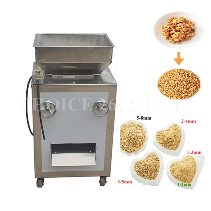 Adjustable Cutting Size Walnut Peanut Nut Soybean Sesame Crusher Machine Automatic Double Roll Type Nut Shredder Machine