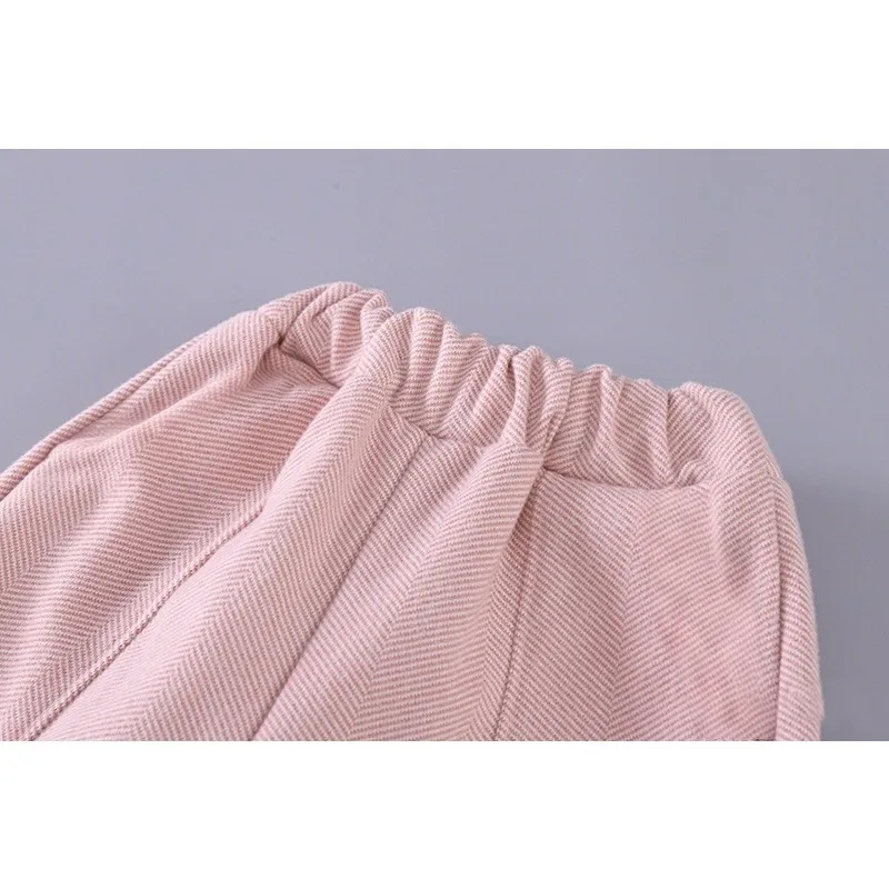 Bellbell Herbst Kinder Mädchen 2-teiliges Kleidungsset, einfarbig, 1-6 Jahre, Kinder Mädchen Mantel Anzug, elastische Taille, Baby Mädchen Weite Hose – Detail 9
