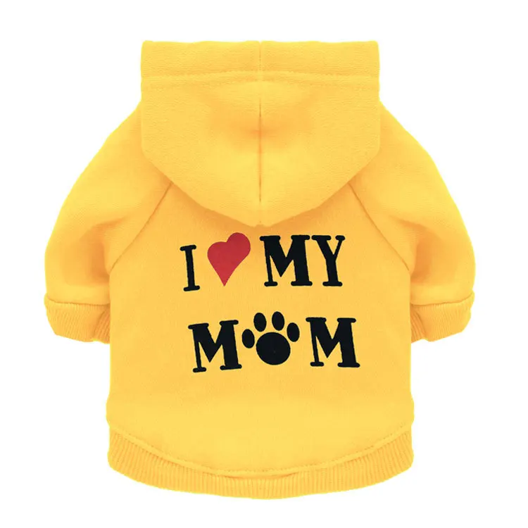 Pet Dog Fleece Warm Hoodie Teddy Clothes Winter Thick Coat for Small Dogs Mommy Print Pet Supplies Dog Clothes for Small Dogs