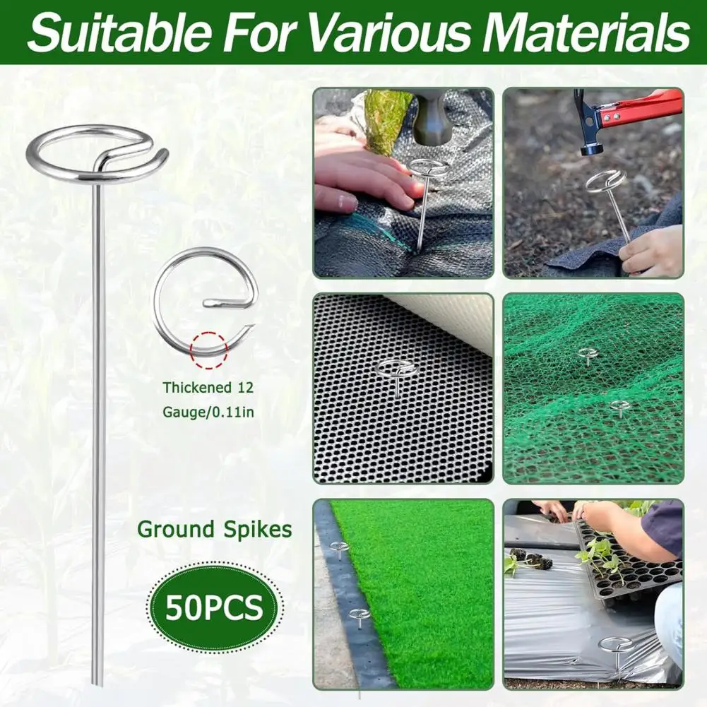 Garden Stakes for Fabric Protection Sloping Ground Stabilization Stakes 50 Pcs Circle Top Garden Stakes 6 Inch for Securing