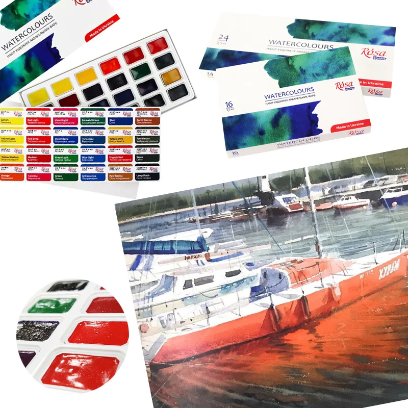 16/24 Color Solid Watercolor Paint Set Bright Colors Durable for Outdoor Sketch Illustration Comic Coloring Manicure Design