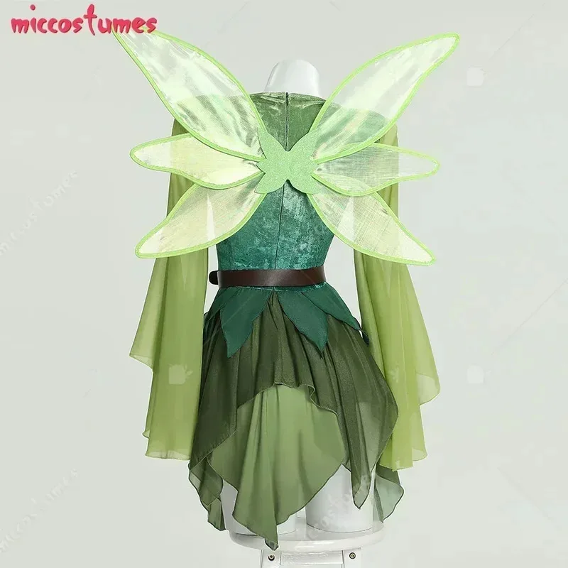 

Женское средневековое зеленое платье феи Cymiccostumes, платье волшебного эльфа и пояс с крыльями, костюмы для косплея на Хэллоуин