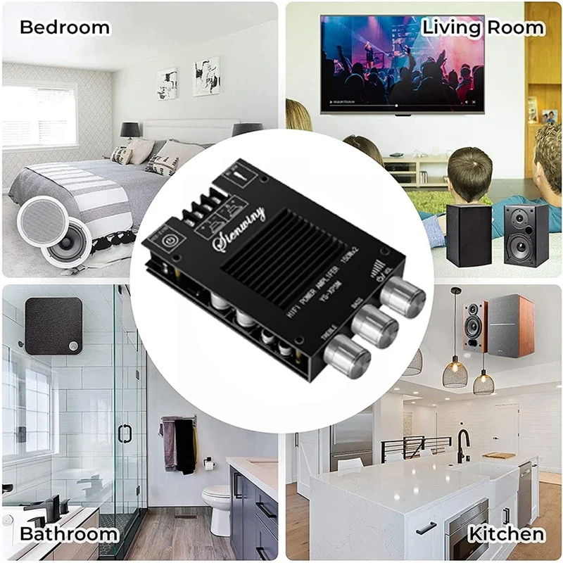 YS-XPSM 2.0 Channel Bluetooth Amplifier Board With Heat Sink TDA7498E 150Wx2 High And Low Pitch Adjustment Audio Module