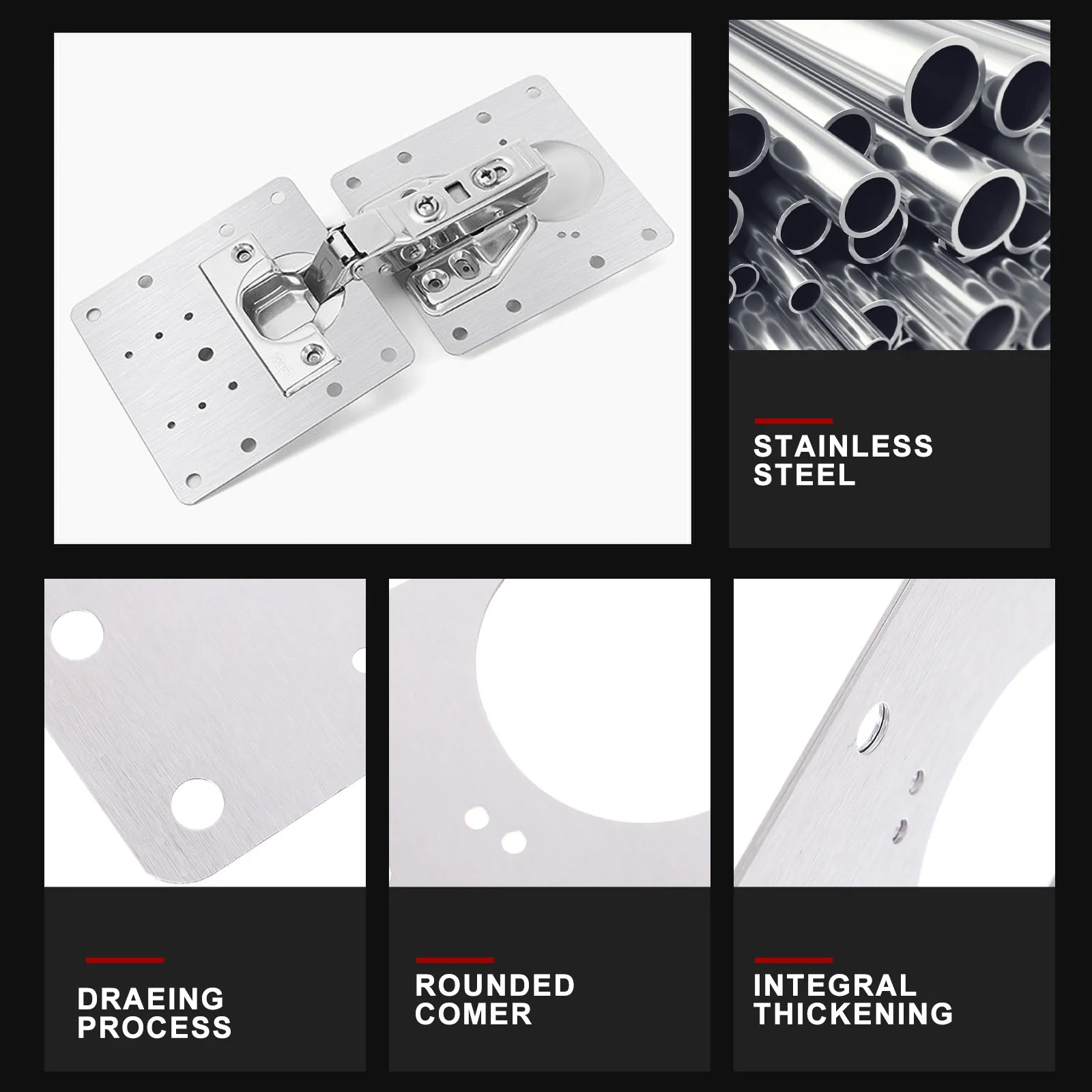 10Pcs Hinge Repair Plate Precision Crafted Stainless Steel Hinge Fixing Bracket for Cabinet Door Shelf Cupboard Furniture