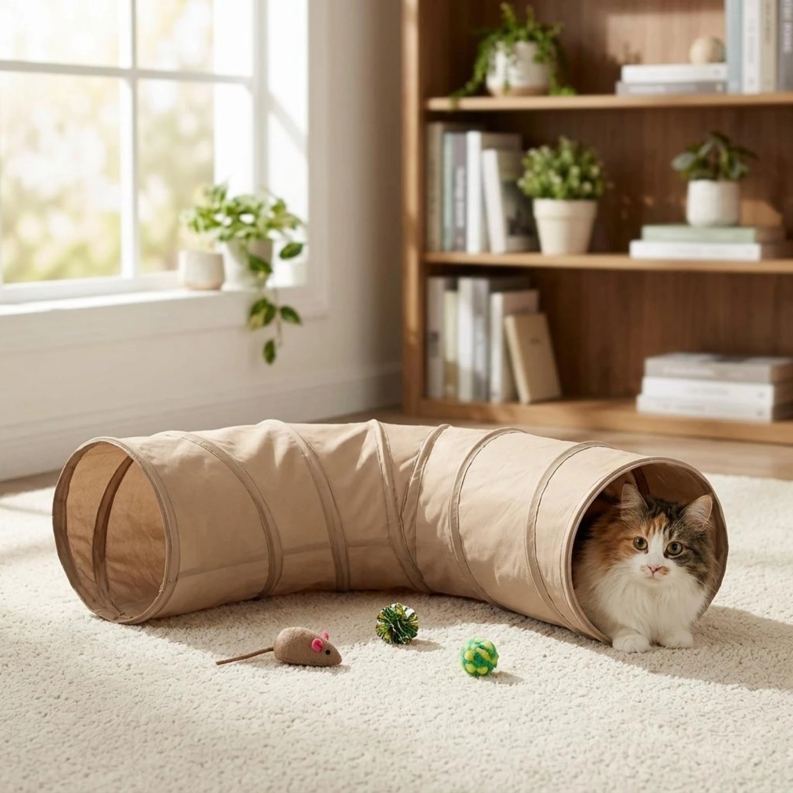

Foldable Feline Tunnel Stitched Curved Feline Tunnel Easy to Keep Long-Lasting