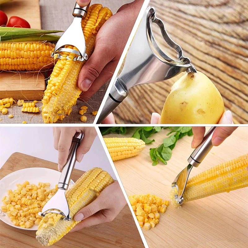 3/2/1PC Stainless Steel Corn Stripper Corns Threshing Corn Thresher Peeler Corn Kerneler Peeler Fruit Vegetable Kitchen Gadgets